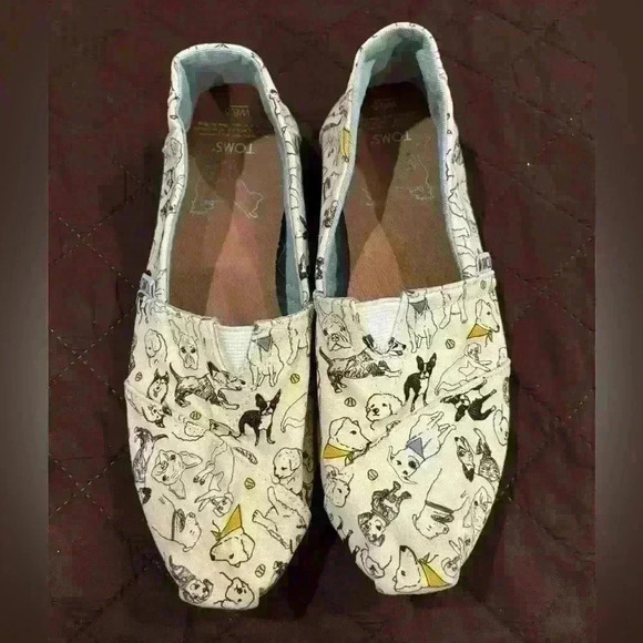 Toms Shoes - TOMS Dog Print Slip On Shoes Size 6.5